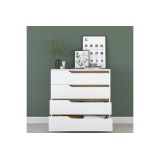 Cómoda de 4 Cajones Blanco y Nogal - 80x47x92 cm - Diseño Moderno.