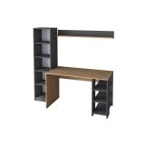 Mesa de Trabajo con Estantería, Antracita-Natural