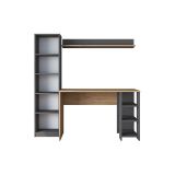 Mesa de Trabajo con Estantería, Antracita-Natural