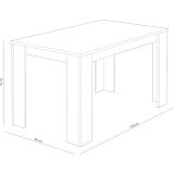 Mesa de Comedor, Mesa de Salón Fija, Color Cambria, Medidas: 140 cm (Largo) x 80 cm (Ancho) x 75 cm (Alto)