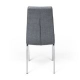 Juego de 4 Sillas Tapizadas en Símil Piel Gris Claro  con Patas Cromadas, Asiento y Respaldo Ergonómicos- Medidas 43x63x97 cm