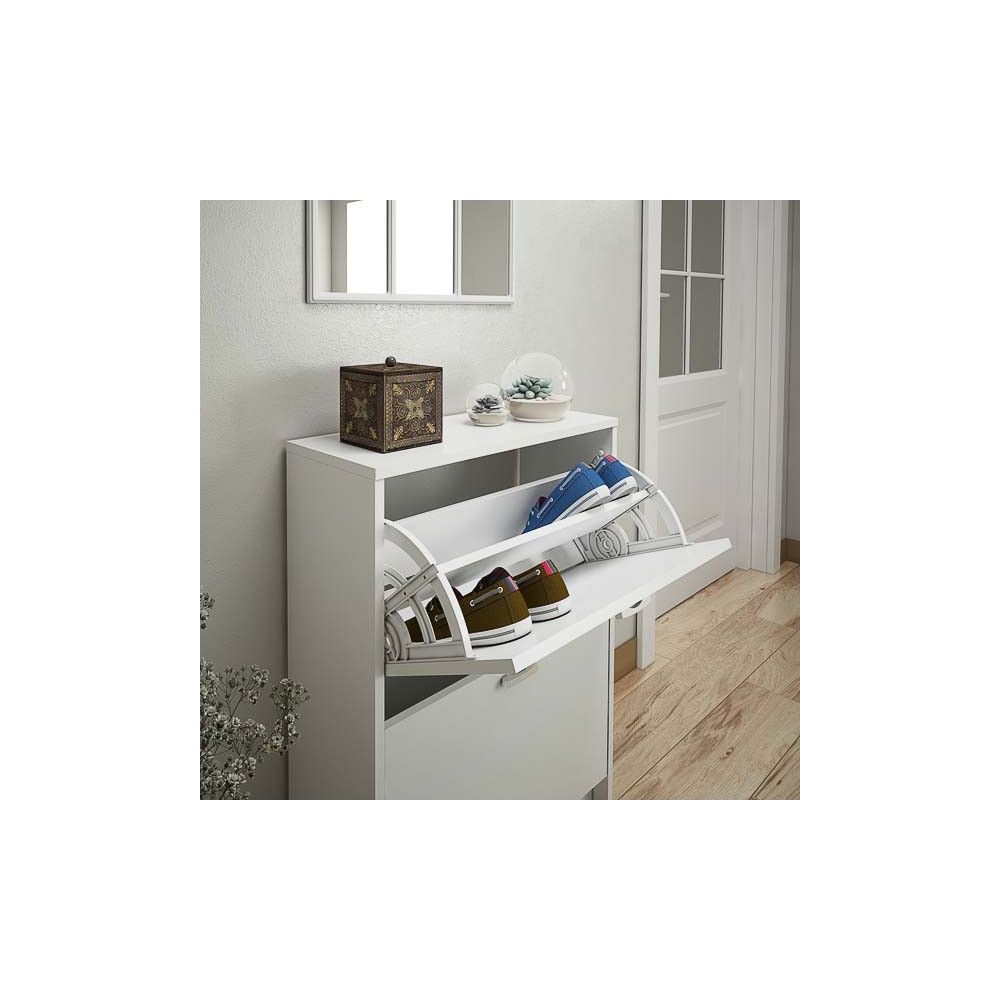 Zapatero Recibidor Blanco, Mueble Auxiliar Estrecho
