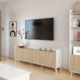 Mueble-Mesa Tv, Salón Comedor 4 Puertas, Armario Auxiliar