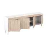 Mueble-Mesa Tv, Salón Comedor 4 Puertas, Armario Auxiliar